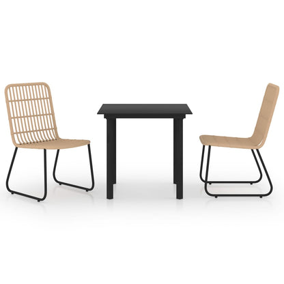 Set da Pranzo da Giardino 3 pz in Polyrattan e Vetro