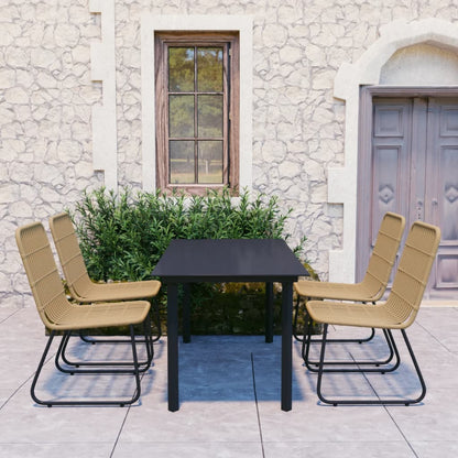 Set da Pranzo da Giardino 5 pz in Polyrattan e Vetro