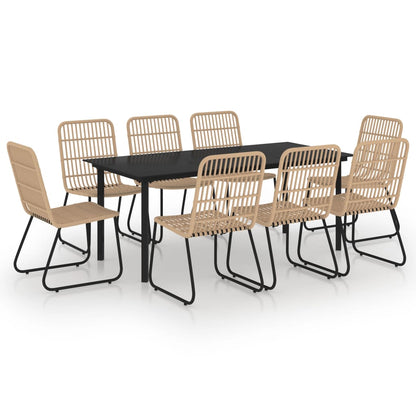 Set da Pranzo da Giardino 9 pz in Polyrattan e Vetro