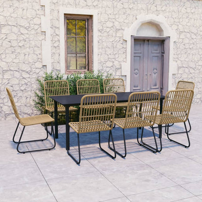 Set da Pranzo da Giardino 9 pz in Polyrattan e Vetro