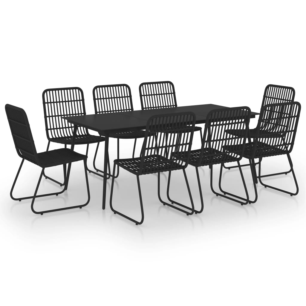Set da Pranzo da Giardino 9 pz in Polyrattan e Vetro
