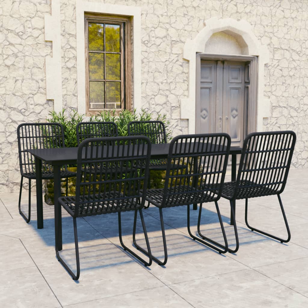 Set da Pranzo da Giardino 7 pz in Polyrattan e Vetro