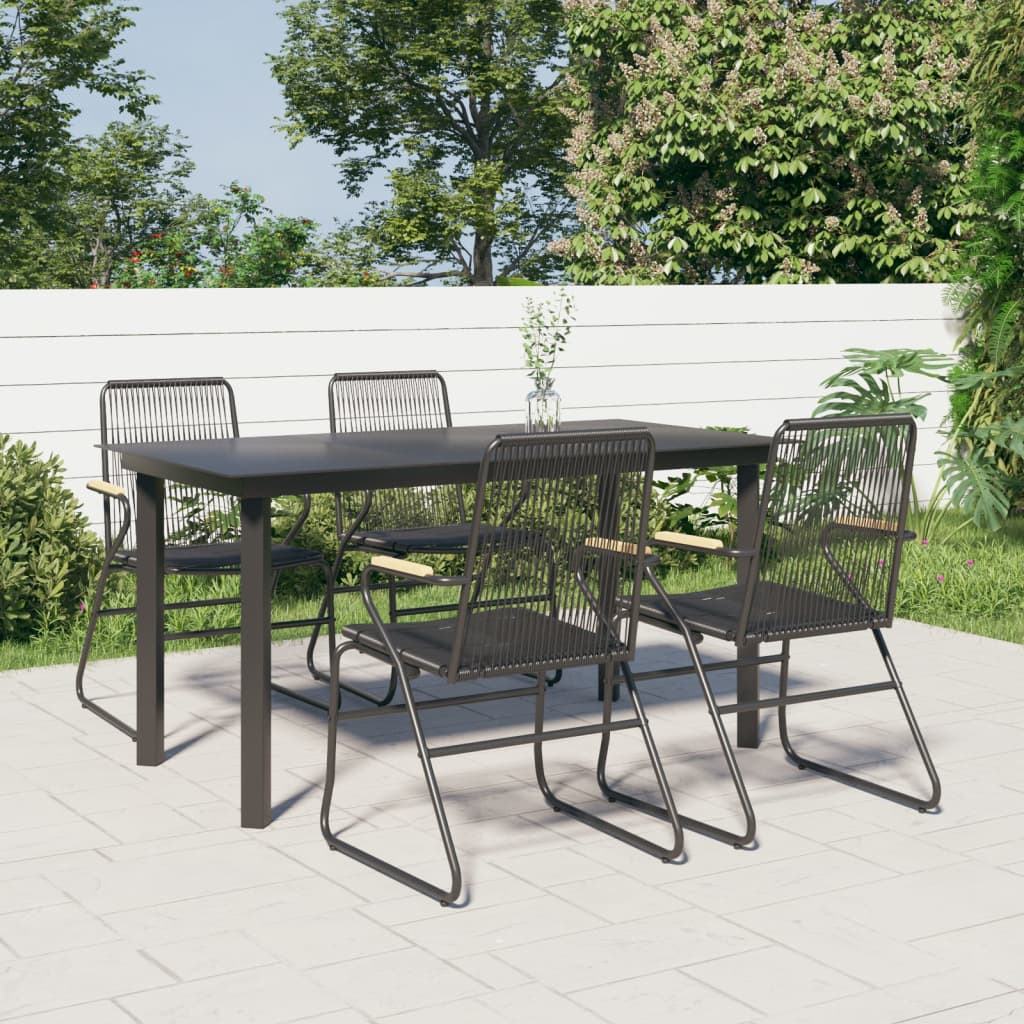 Set da Pranzo da Giardino 5 pz Nero in Rattan PVC