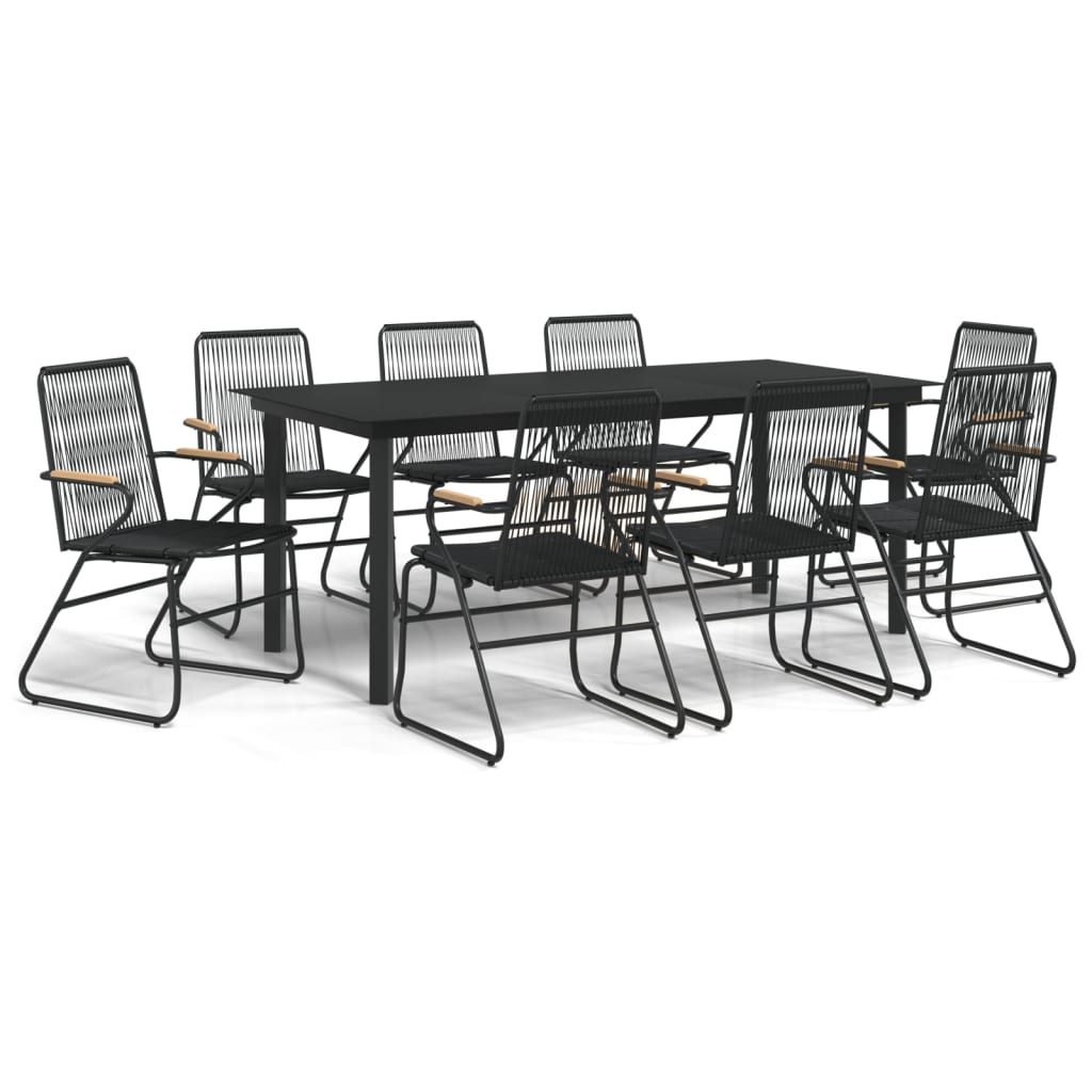 Set da Pranzo da Giardino 9 pz Nero in Rattan PVC