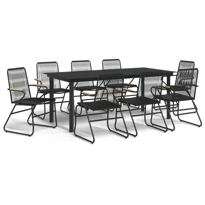 Set da Pranzo da Giardino 9 pz Nero in Rattan PVC