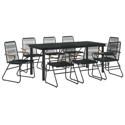 Set da Pranzo da Giardino 9 pz Nero in Rattan PVC