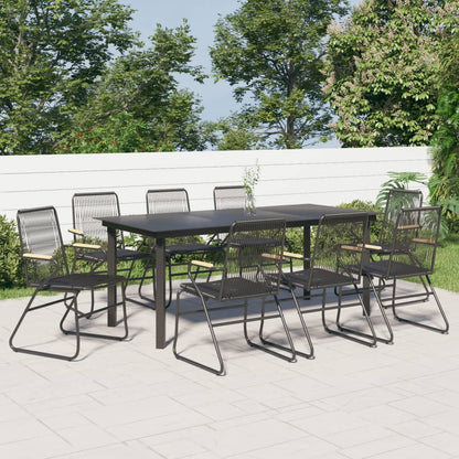 Set da Pranzo da Giardino 9 pz Nero in Rattan PVC