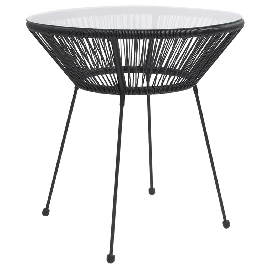 Set da Pranzo per Giardino 5 pz in Rattan PVC Nero