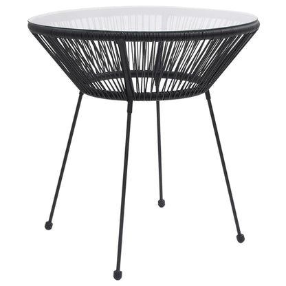 Set da Pranzo per Giardino 5 pz in Rattan PVC Nero