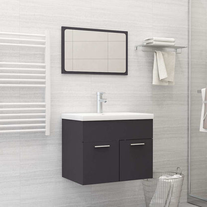 Set Mobili da Bagno 2 pz Grigio in Legno Multistrato