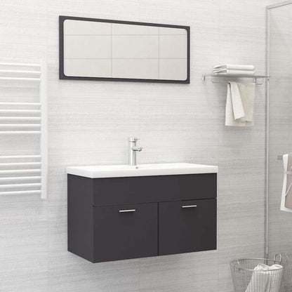 Set Mobili da Bagno 2 pz Grigio in Legno Multistrato