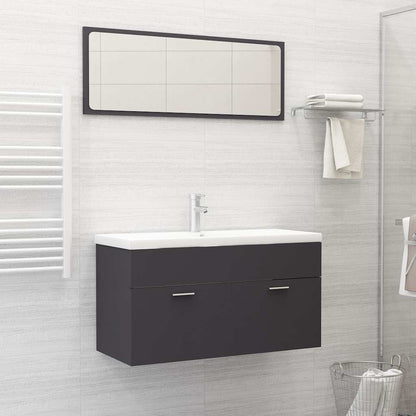 Set Mobili da Bagno 2 pz Grigio in Legno Multistrato