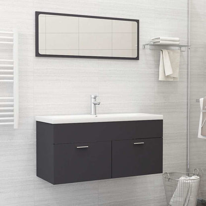 Set Mobili da Bagno 2 pz Grigio in Legno Multistrato