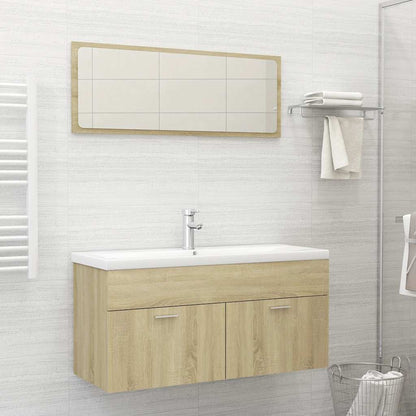 Set Mobili da Bagno 2 pz Rovere Sonoma in Legno Multistrato