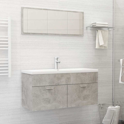 Set Mobili da Bagno 2 pz Grigio Cemento in Legno Multistrato
