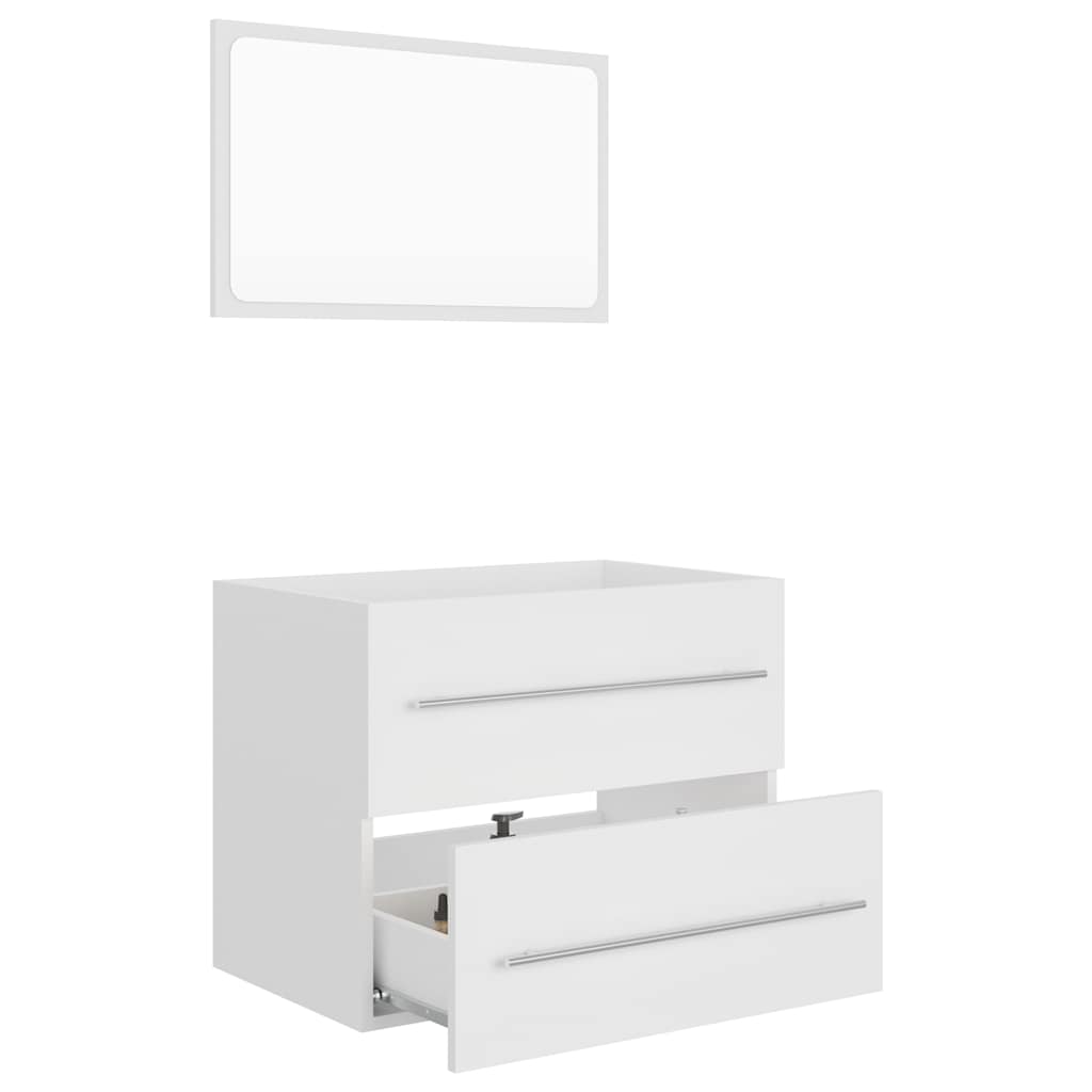 Set Mobili da Bagno 2 pz Bianco in Truciolato