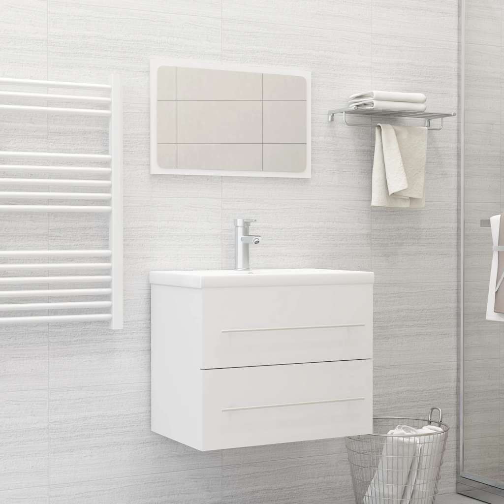 Set Mobili da Bagno 2 pz Bianco in Truciolato