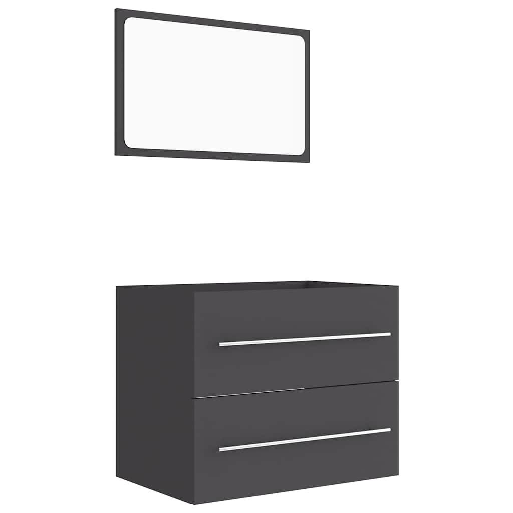 Set Mobili da Bagno 2 pz Grigio in Truciolato