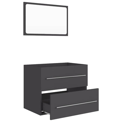 Set Mobili da Bagno 2 pz Grigio in Truciolato