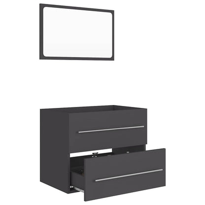 Set Mobili da Bagno 2 pz Grigio in Truciolato
