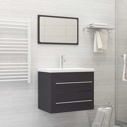 Set Mobili da Bagno 2 pz Grigio in Truciolato