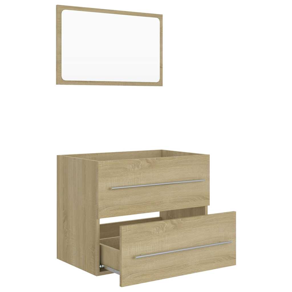 Set Mobili da Bagno 2 pz Rovere Sonoma in Truciolato