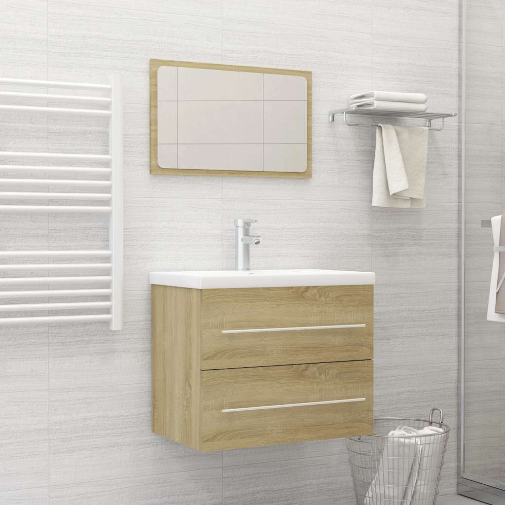 Set Mobili da Bagno 2 pz Rovere Sonoma in Truciolato