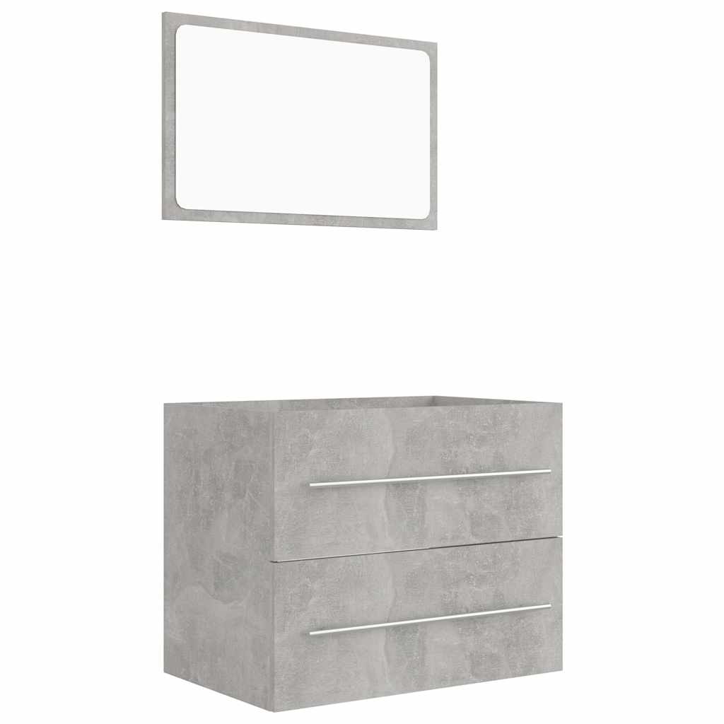 Set Mobili da Bagno 2 pz Grigio Cemento in Truciolato