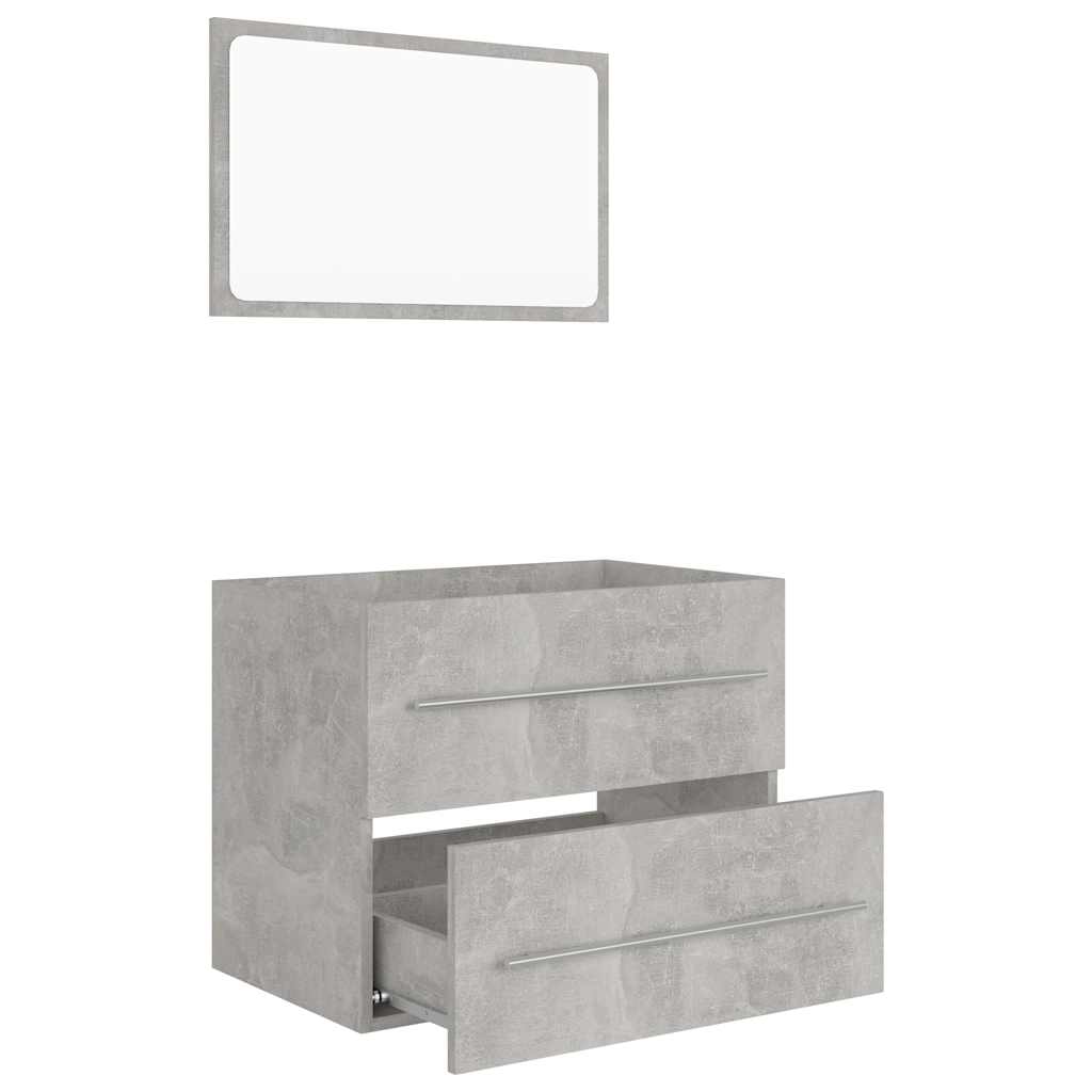 Set Mobili da Bagno 2 pz Grigio Cemento in Truciolato