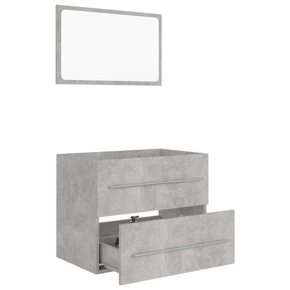Set Mobili da Bagno 2 pz Grigio Cemento in Truciolato