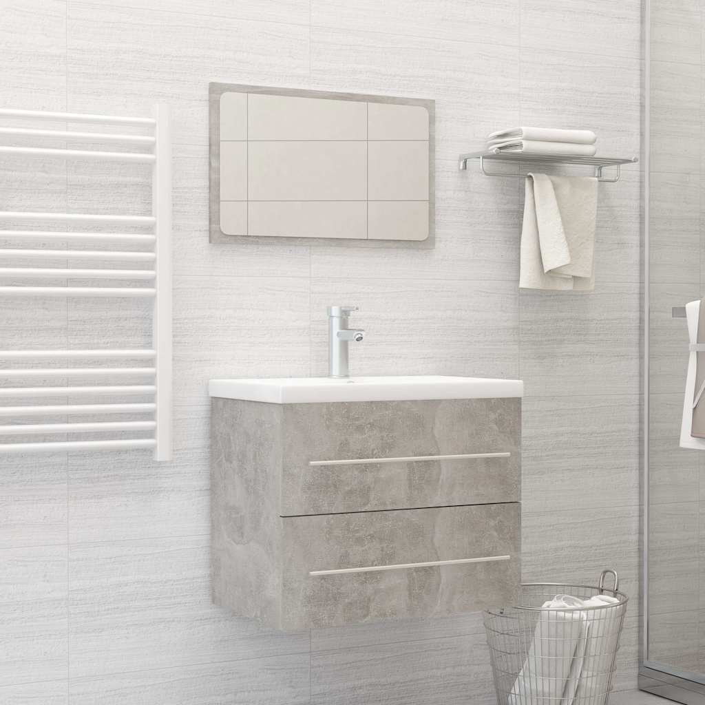 Set Mobili da Bagno 2 pz Grigio Cemento in Truciolato