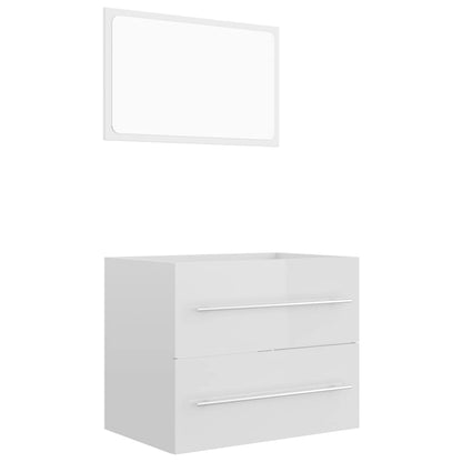 Set Mobili da Bagno 2 pz Bianco Lucido in Truciolato