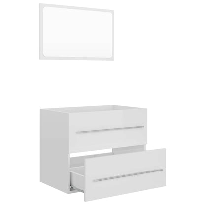 Set Mobili da Bagno 2 pz Bianco Lucido in Truciolato