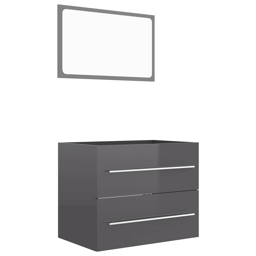 Set Mobili da Bagno 2 pz Grigio Lucido in Truciolato