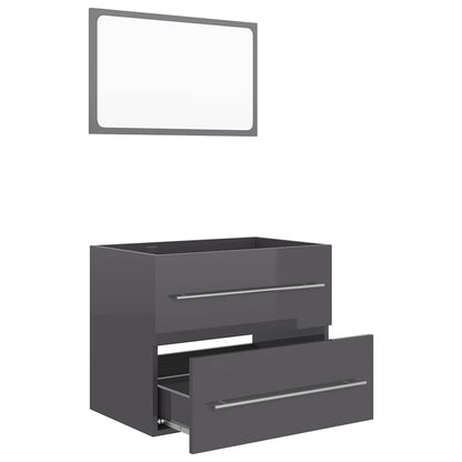 Set Mobili da Bagno 2 pz Grigio Lucido in Truciolato