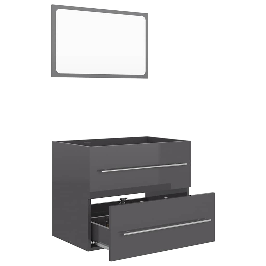 Set Mobili da Bagno 2 pz Grigio Lucido in Truciolato