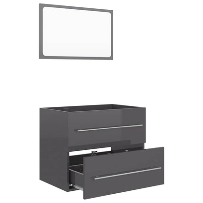 Set Mobili da Bagno 2 pz Grigio Lucido in Truciolato