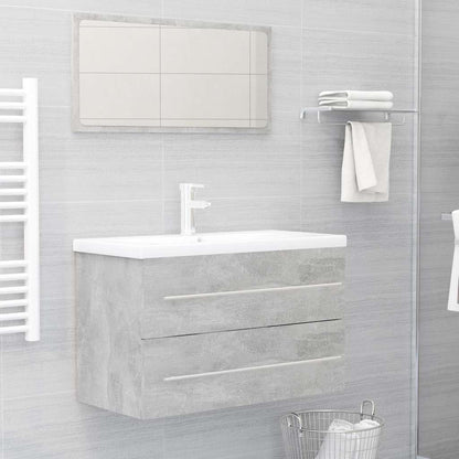Set Mobili da Bagno 2 pz Grigio Cemento in Legno Multistrato