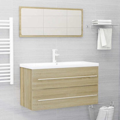 Set Mobili da Bagno 2 pz Rovere Sonoma in Legno Multistrato