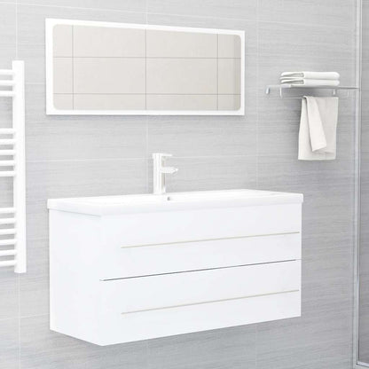 Set Mobili da Bagno 2 pz Bianco in Legno Multistrato