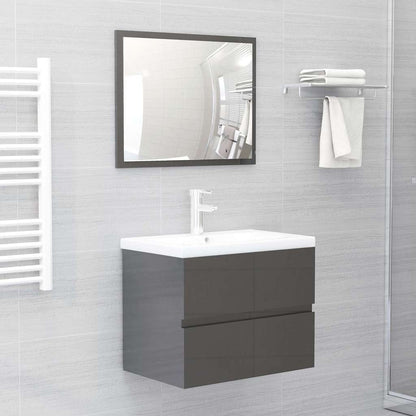 Set Mobili da Bagno 2 pz Grigio in Legno Multistrato