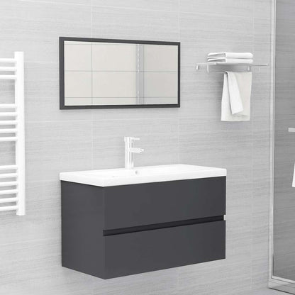 Set Mobili da Bagno 2 pz Grigio in Legno Multistrato