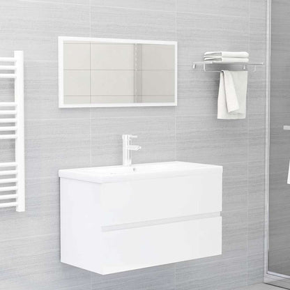 Set Mobili da Bagno 2 pz Bianco Lucido in Legno Multistrato