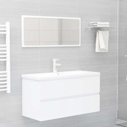 Set Mobili da Bagno 2 pz Bianco in Legno Multistrato