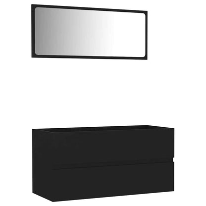 Set Mobili da Bagno 2 pz Nero in Legno Multistrato