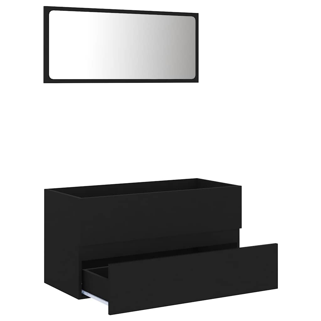 Set Mobili da Bagno 2 pz Nero in Legno Multistrato
