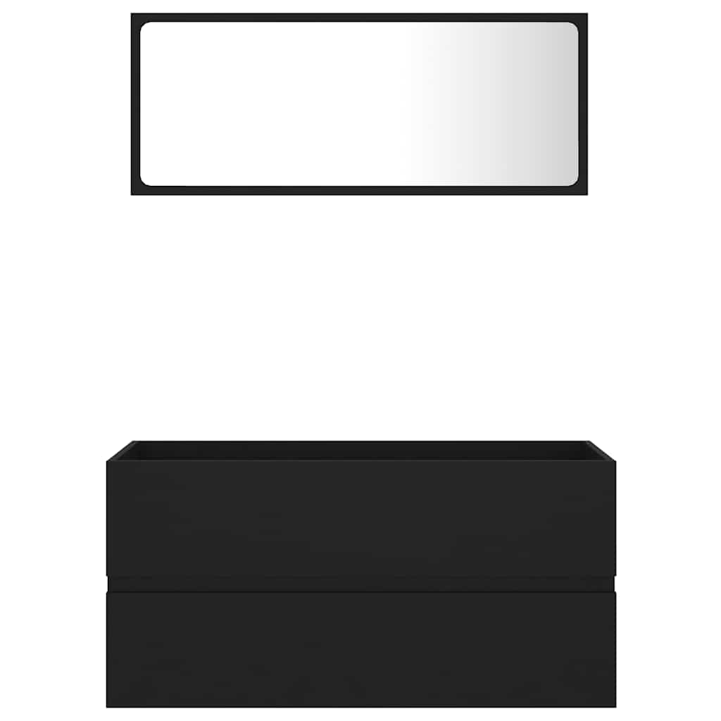 Set Mobili da Bagno 2 pz Nero in Legno Multistrato