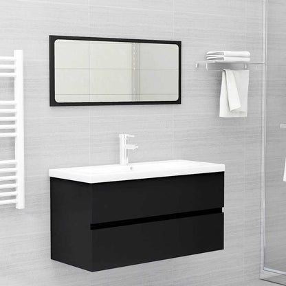Set Mobili da Bagno 2 pz Nero in Legno Multistrato
