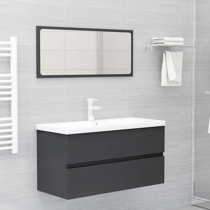 Set Mobili da Bagno 2 pz Grigio in Legno Multistrato