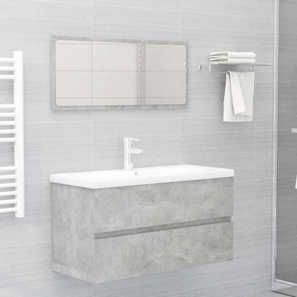 Set Mobili da Bagno 2 pz Grigio Cemento in Legno Multistrato